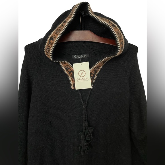 GAMBOA Alpaca Women’s Black Hoodie Alpaca Wool Made in Peru NWT - Picture 6 of 15